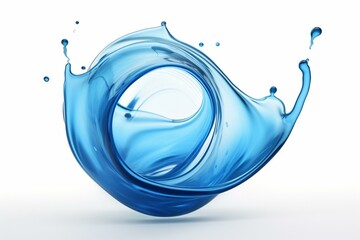 Spherical splash of blue liquid in 3D rendering isolated on white background. Generative AI