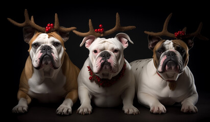 two dogs in santa hats