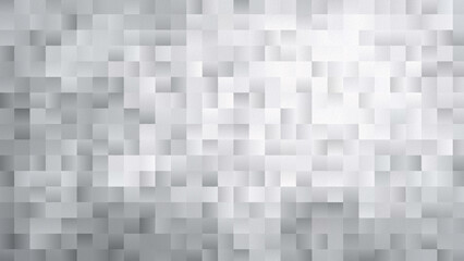Pattern of light gray and grey evenly spaced squares with color gradient on a textured white paper background. Abstract and modern geometric background in 4k resolution.
