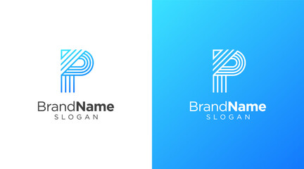 Letter P logo design for various types of businesses and company. colorful, modern, geometric, luxury letter P logo set