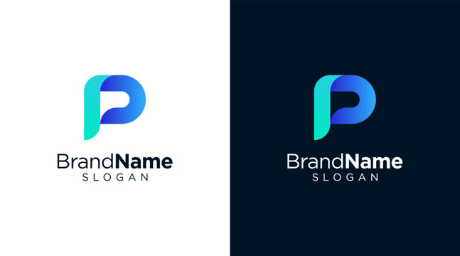 Letter P logo design for various types of businesses and company. colorful, modern, geometric, luxury letter P logo set