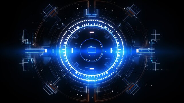 vibrant futuristic HUD interface hologram with neon lights - innovative tech design