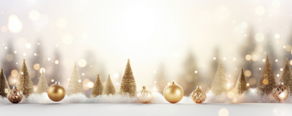 Fototapeta na wymiar Beautiful Christmas background with Christmas balls in gold and white colours