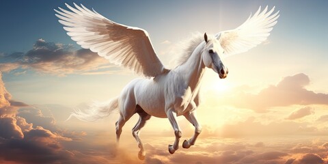 Obraz na płótnie Canvas A white horse with wings.