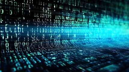 Obraz premium An abstract digital background with binary code and AI algorithms running in the background.