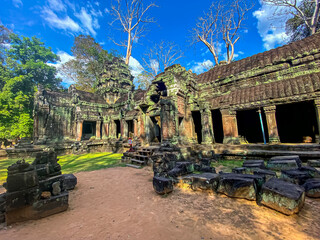 Ta Prohm, a mysterious temple of the Khmer civilization, located on the territory of Angkor in...