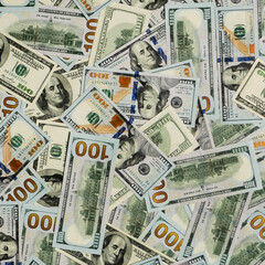 Top view of American money background.