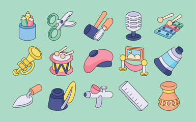 Art elements vector illustrations - vector illustrations. fine art  icons concept isolated. flat drawing