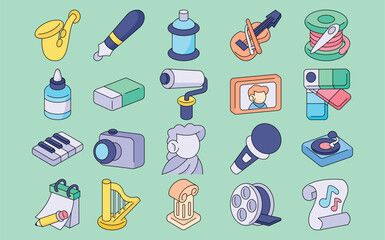 Art elements vector illustrations - vector illustrations. fine art  icons concept isolated. flat drawing