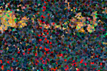 Chaotic yellow, blue and red dotted background