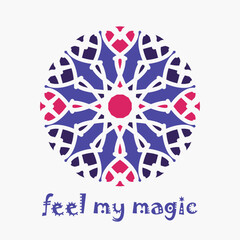 Asian ornamental emblem. Oriental geometric logo template. Vector arabic circular mosaic mandala