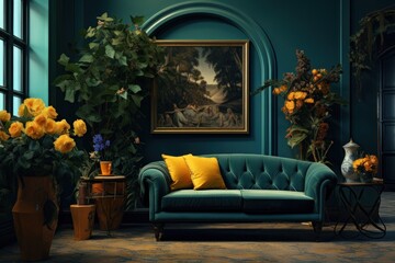 Obraz premium A living room with plants and flowers