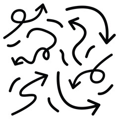 Collection of hand drawn arrows isolated on white background. Vector. Eps 10