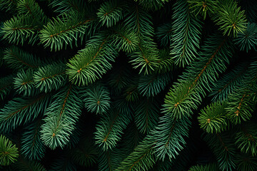 Fototapeta na wymiar Festive Evergreen, Ornamental Pine Branches for Christmas Cards and Seasonal Designs