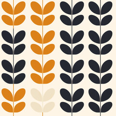 Image of Seamless pattern with abstract leaves. Clean and simple graphic art based on plant motifs. These patterns are made repetitive with a limited choice of colors.
 printed on Printed Glass Splashbacks