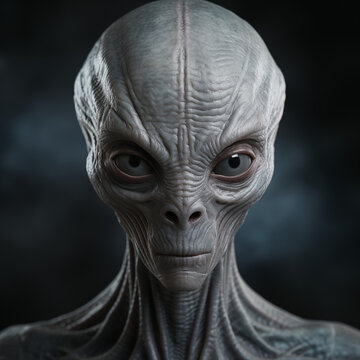closeup of a grey alien
