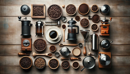 Coffee beans and brewing equipment