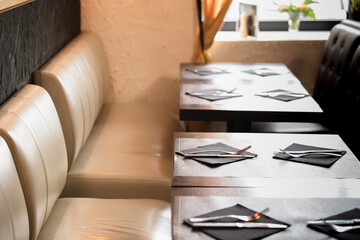 Fototapeta na wymiar Black and white interior in a restaurant