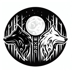 Scandinavian norse mythology vikings wolf  background - obrazy, fototapety, plakaty
