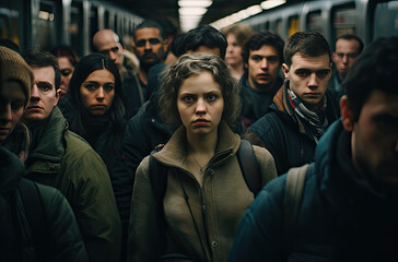people are on a subway train waiting for their train to go