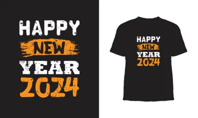Foto op Canvas Best Happy New Year 2024 t shirt design Happy new year typography t shirt design, New Year Event T-Shirt Template, Holiday Trendy t shirt print design in shape © MRP Designer