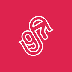 the logo consists of the letter S and number 97 combined. Outline and elegant. - obrazy, fototapety, plakaty