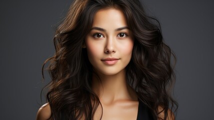 Fototapeta premium Close Up Beautiful Brunette Asian Woman Smiling , Background Image , Beautiful Women, Hd