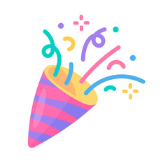 Party poppers explode confetti at birthday party events.
