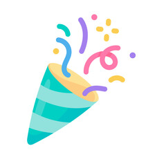 Party poppers explode confetti at birthday party events.