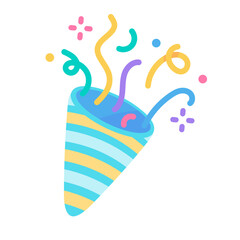 Party poppers explode confetti at birthday party events.