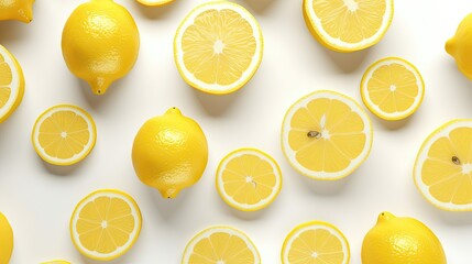A seamless lemon pattern on white background