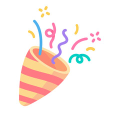 Party poppers explode confetti at birthday party events.