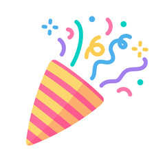 Party poppers explode confetti at birthday party events.
