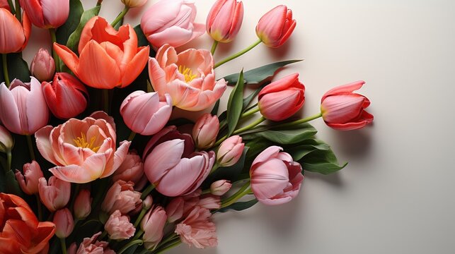 Frame With Tulips Bouquet ,  Background Image