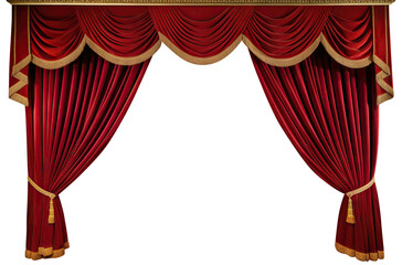 Red stage curtains cut out - obrazy, fototapety, plakaty