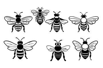 bundle of bee and flowers vector,icon,illustration