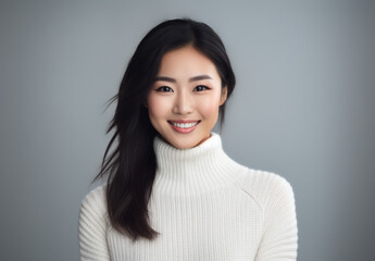 Fototapeta premium Young Asian woman looking at the camera isolated on a white background