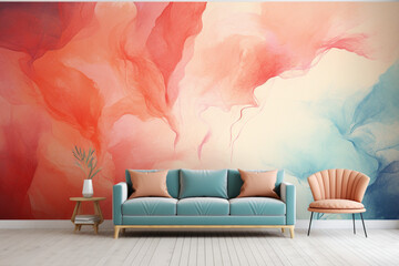 scene with background painting on wall  with sofa