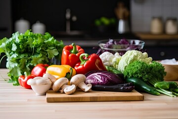 For cooking, fresh vegetables, green salad, peppers, mushrooms, and eggplant.