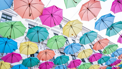 Colourful umbrellas.