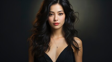 Fototapeta premium Portrait Photo Beautiful Asian Woman , Background Image , Beautiful Women, Hd