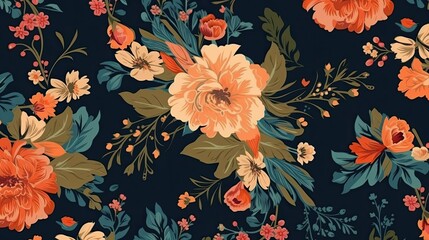 Beautiful floral and chintz seamless pattern