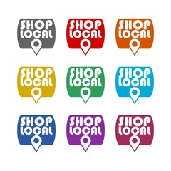 Shop local icon isolated on white background. Set icons colorful