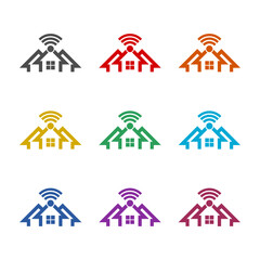  Smart house icon isolated on white background. Set icons colorful