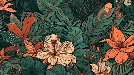 Möbelaufkleber seamless pattern with tropical leaves © Waqas