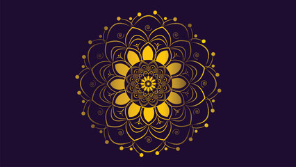 Abstract Mandala in golden and purple combination. This simple mandala can make your project more colorful or festival mode.