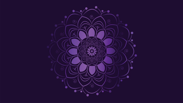 Abstract Mandala in golden and purple combination. This simple mandala can make your project more colorful or festival mode.