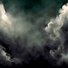 Fotobehang Fundo infinito escuro com nuvens de fumaça sombria aos lados © Larissa