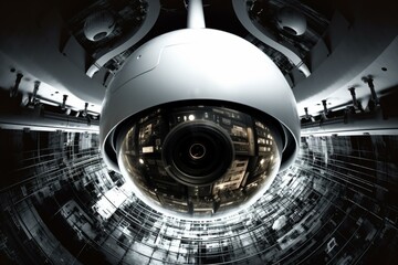 Concept of surveillance society, massive eye cctv. Generative AI