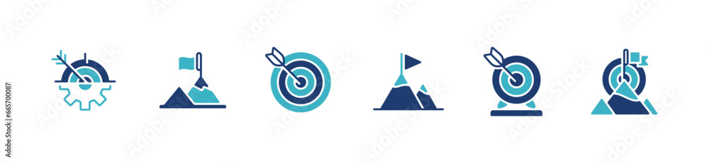 Aufkleber set of target success mission achievement icon vector business marketing challenge goal performance 